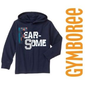 GYMBOREE Hooded Long Sleeve T-Shirt Boys 7 Text Graphic Tee NWT 100% Cotton